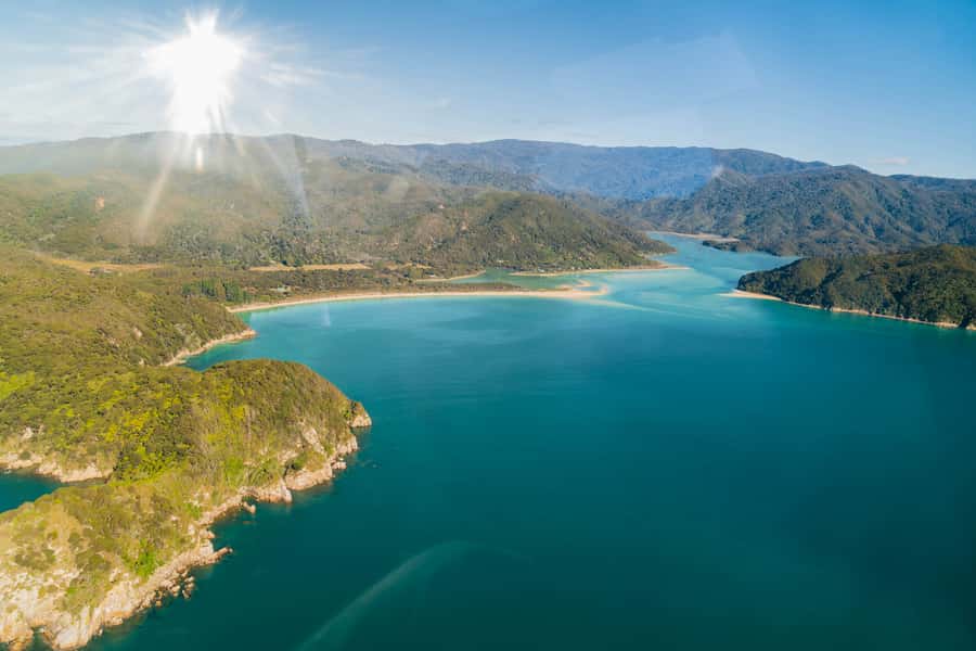 Abel Tasman National Park: Helicopter Flight with landing - Flying From Nelson Airport Toward Abel Tasman