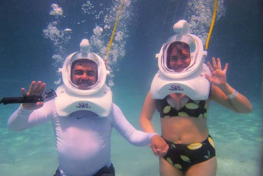 Cozumel: Sea Trek Adventure at Chankanaab National Park - Walking across the white sandy bottom