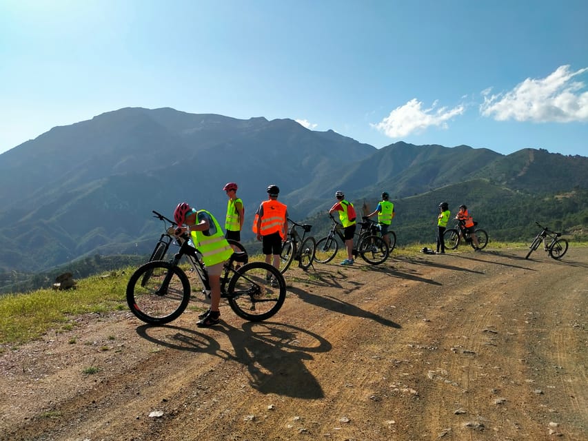 Electric mountain bike in Sierra de las Nieves national park - Views from the mountains toward Morocco