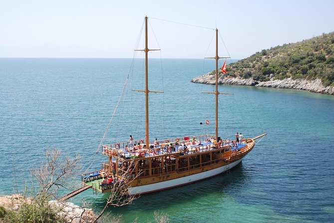 Kusadasi & National Park Boat Tours with Lunch and Transfer - Boarding a pirate-style boat with room to spread out
