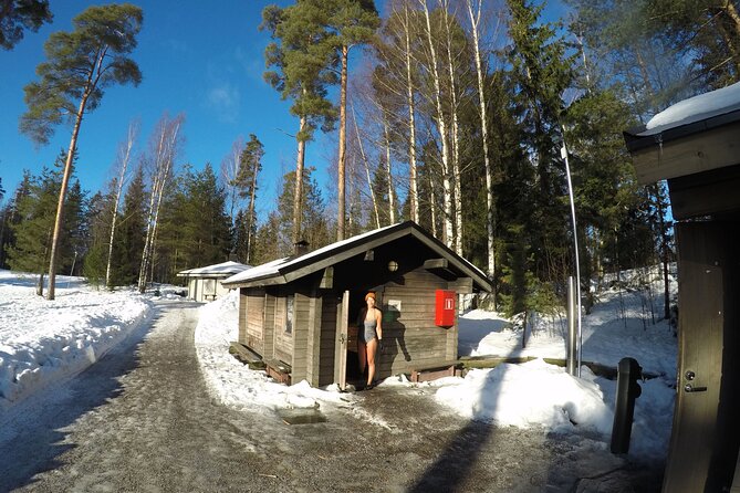 National Park Hike & Finnish Smoke Sauna Experience with Campfire Lunch - Smoke sauna and cold lake swimming