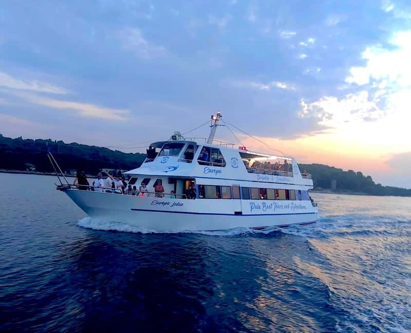 Pula: Brijuni National Park Cruise, Lunch and Fažana Beach - Boarding Europa beneath Pula’s Amphitheater