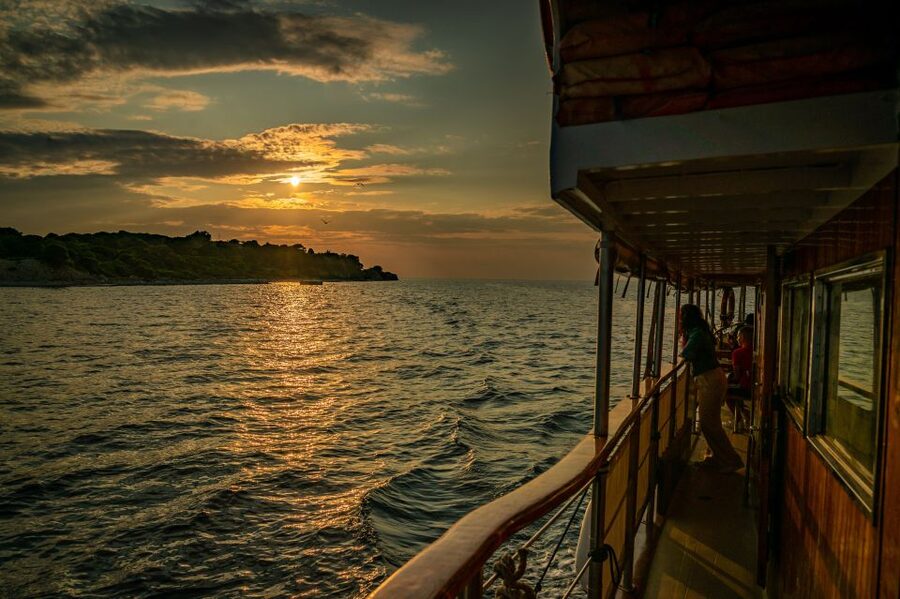 Pula: Brijuni National Park Sunset, Dolphins & Dinner Cruise - Dinner from the onboard galley