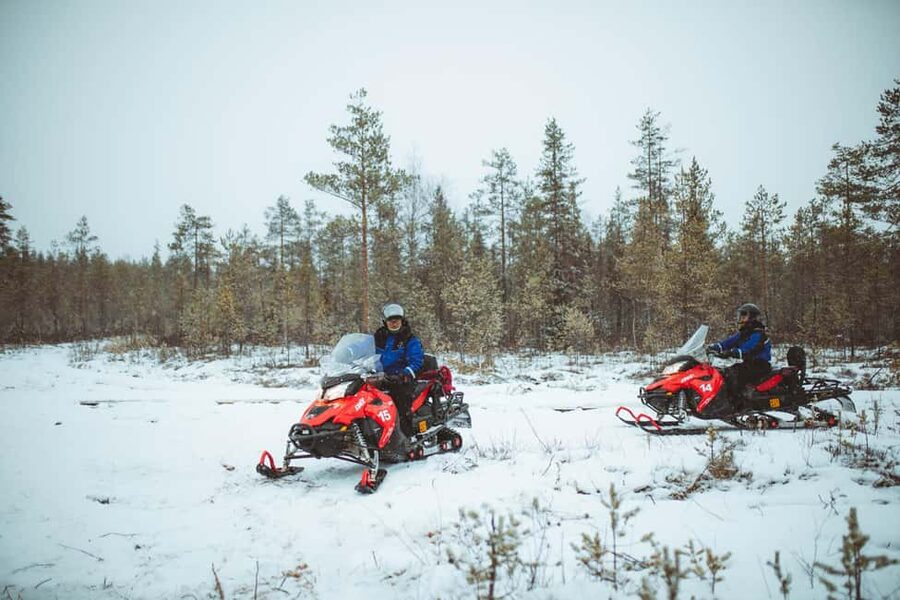 Rovaniemi: Snowmobile Safari into the Wilderness - Returning through frozen marshlands